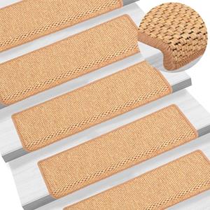 VidaXL Trapmatten zelfklevend 15 st sisal-look 65x21x4 cm oranje