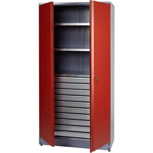 Küpper Materiaalkast met 1 afsluitbare dubbele deur rood  70592 (b x h x d) 910 x 1800 x 450 mm