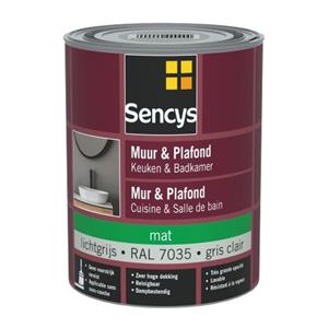 Sencys Muur- & Plafondverf Keuken & Badkamer Ral7035 Mat 1l