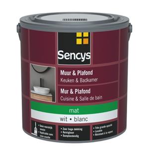 Sencys Muur- & Plafondverf Keuken & Badkamer Wit Mat 2,5l