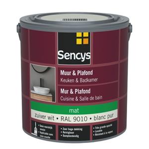 Sencys Muur & Plafondverf Keuken & Badkamer Ral9010 Mat 2,5l