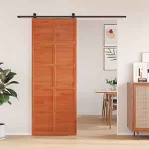VidaXL Schuifdeur 80x208 cm massief grenenhout wasbruin