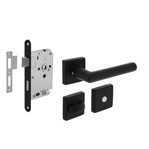 Intersteel Deurbeslag Set Toiletslot 63/8mm Zwart Met Deurkruk Broome En Wc-sluiting Zwart