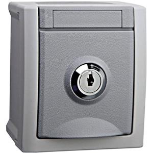 VIKO 90591043-DE Pacific Wandcontactdoos met randaarde afsluitbaar spatwaterdicht Grijs