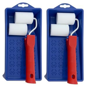 Veba 3x stuks lakroller schildersets 5 cm extra fijn met verfbak en beugel -