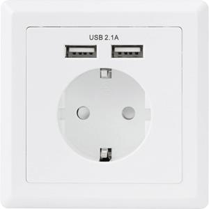 Sygonix SY-5045294 Stopcontact (inbouw) Kinderbeveiliging, Met USB-laaduitgang IP20 Wit