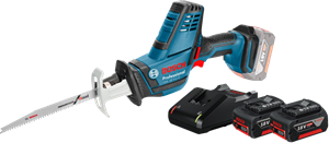 Bosch Professional GSA 18V-LI C +  18V 4,0 Ah GBA Accu (2x) en snellader