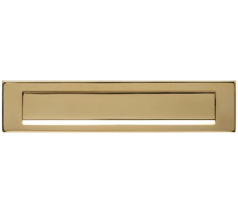 Intersteel briefplaat 340x75mm met klep/regenrand - PVD messing kleur