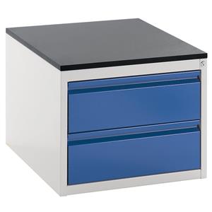 RAU Ladekast met telescopische geleiders, hoogte 460 mm, laden 2 x 180 mm, lichtgrijs / gentiaanblauw, breedte 580 mm
