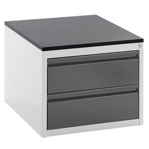 RAU Ladekast met telescopische geleiders, hoogte 460 mm, laden 2 x 180 mm, lichtgrijs / antraciet-metallic, breedte 580 mm