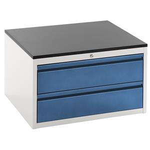 RAU Ladekast met telescopische geleiders, hoogte 460 mm, laden 2 x 180 mm, lichtgrijs / gentiaanblauw, breedte 770 mm