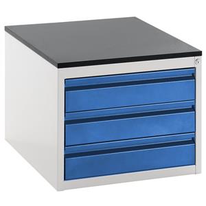 RAU Ladekast met telescopische geleiders, hoogte 460 mm, laden 3 x 120 mm, lichtgrijs / gentiaanblauw, breedte 580 mm