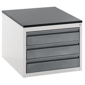RAU Ladekast met telescopische geleiders, hoogte 460 mm, laden 3 x 120 mm, lichtgrijs / antraciet-metallic, breedte 580 mm