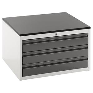 RAU Ladekast met telescopische geleiders, hoogte 460 mm, laden 3 x 120 mm, lichtgrijs / antraciet, breedte 770 mm