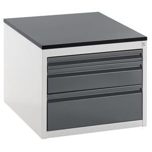 RAU Ladekast met telescopische geleiders, hoogte 460 mm, laden 1 x 60, 1 x 120, 1 x 180 mm, lichtgrijs / antraciet-metallic, breedte 580 mm