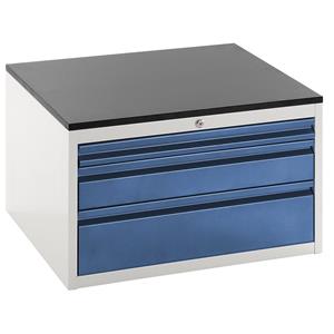 RAU Ladekast met telescopische geleiders, hoogte 460 mm, laden 1 x 60, 1 x 120, 1 x 180 mm, lichtgrijs / gentiaanblauw, breedte 770 mm