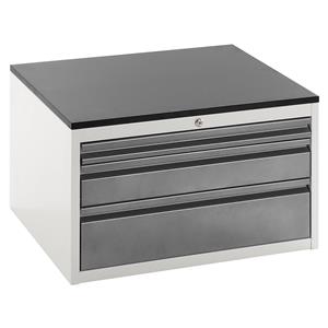 RAU Ladekast met telescopische geleiders, hoogte 460 mm, laden 1 x 60, 1 x 120, 1 x 180 mm, lichtgrijs / antraciet, breedte 770 mm
