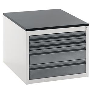 RAU Ladekast met telescopische geleiders, hoogte 460 mm, laden 2 x 60, 2 x 120 mm, lichtgrijs / antraciet-metallic, breedte 580 mm
