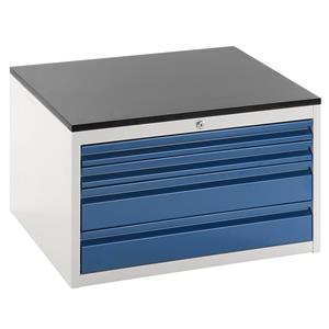 RAU Ladekast met telescopische geleiders, hoogte 460 mm, laden 2 x 60, 2 x 120 mm, lichtgrijs / gentiaanblauw, breedte 770 mm