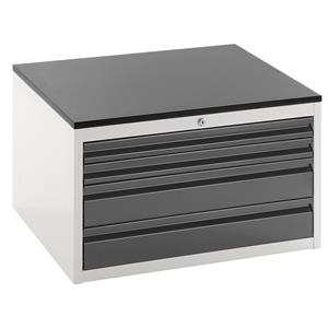 RAU Ladekast met telescopische geleiders, hoogte 460 mm, laden 2 x 60, 2 x 120 mm, lichtgrijs / antraciet, breedte 770 mm