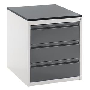 RAU Ladekast met telescopische geleiders, hoogte 640 mm, laden 3 x 180 mm, lichtgrijs / antraciet-metallic, breedte 580 mm