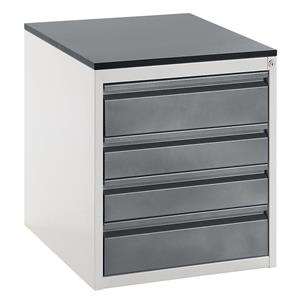 RAU Ladekast met telescopische geleiders, hoogte 640 mm, laden 2 x 120, 2 x 150 mm, lichtgrijs / antraciet-metallic, breedte 580 mm