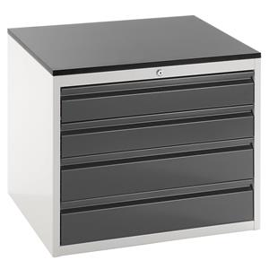 RAU Ladekast met telescopische geleiders, hoogte 640 mm, laden 2 x 120, 2 x 150 mm, lichtgrijs / antraciet, breedte 770 mm