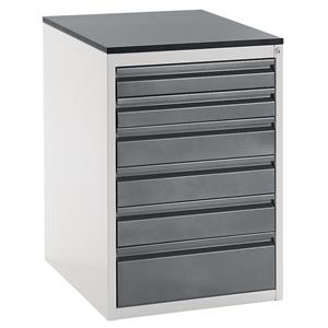 RAU Ladekast met telescopische geleiders, hoogte 820 mm, laden 2 x 90, 3 x 120, 1 x 180 mm, lichtgrijs / antraciet-metallic, breedte 580 mm