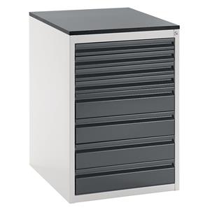 RAU Ladekast met telescopische geleiders, hoogte 820 mm, laden 4 x 60, 4 x 120 mm, lichtgrijs / antraciet-metallic, breedte 580 mm