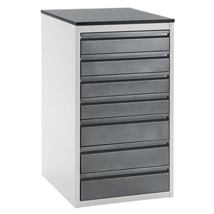 RAU Ladekast met telescopische geleiders, hoogte 1030 mm, laden 4 x 120, 3 x 150 mm, lichtgrijs / antraciet-metallic, breedte 580 mm