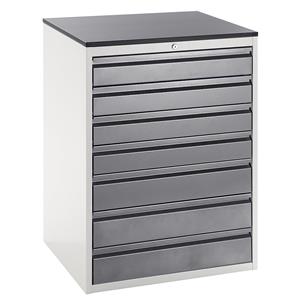 RAU Ladekast met telescopische geleiders, hoogte 1030 mm, laden 4 x 120, 3 x 150 mm, lichtgrijs / antraciet, breedte 770 mm