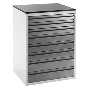 RAU Ladekast met telescopische geleiders, hoogte 1030 mm, laden 3 x 90, 3 x 120, 2 x 150 mm, lichtgrijs / antraciet, breedte 770 mm
