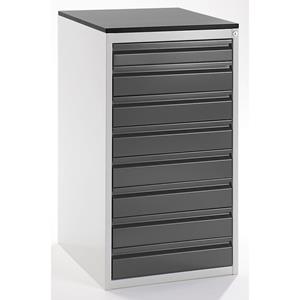 RAU Ladekast met telescopische geleiders, hoogte 1030 mm, laden 1 x 90, 7 x 120 mm, lichtgrijs / antraciet-metallic, breedte 580 mm