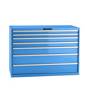 Lista Ladenkast, plaatstaal, h x b = 1000 x 1431 mm, 7 laden, laadvermogen 75 kg, lichtblauw