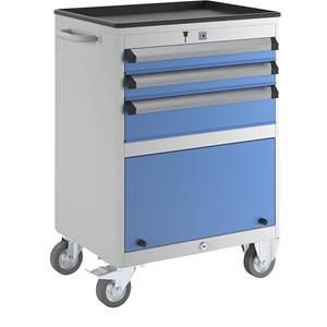 Eurokraft pro Ladekast, verrijdbaar, h x b x d = 850 x 600 x 450 mm, met gereedschapsvak, laden 2 x 75, 1 x 125 mm