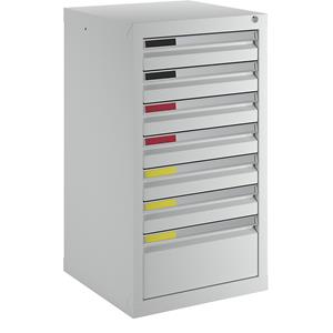 Ladekast, breedte 500 mm, 7 laden, lichtgrijs