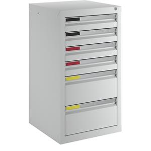 Ladekast, breedte 500 mm, 6 laden, lichtgrijs