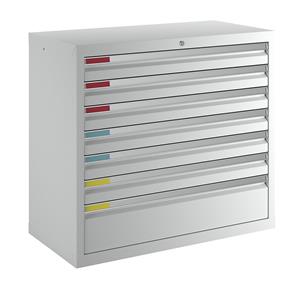 Ladekast, breedte 1000 mm, 7 laden, lichtgrijs