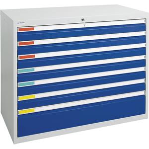 Ladekast, breedte 1000 mm, 7 laden, lichtgrijs/gentiaanblauw
