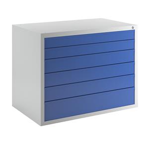 Ladekast, 6 laden, breedte 1050 mm, front blauw