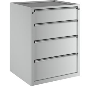 ANKE Ladekast, b x d = 760 x 675 mm, draagvermogen per lade 100 kg, 4 laden, hoogte 980 mm, front lichtgrijs