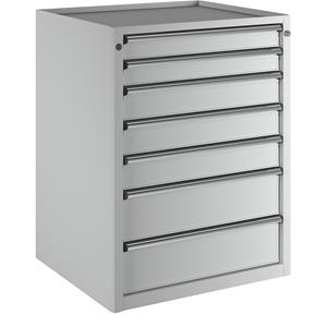 ANKE Ladekast, b x d = 760 x 675 mm, draagvermogen per lade 100 kg, 7 laden, hoogte 980 mm, front lichtgrijs