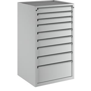 ANKE Ladekast, b x d = 760 x 675 mm, draagvermogen per lade 100 kg, 9 laden, hoogte 1280 mm, front lichtgrijs