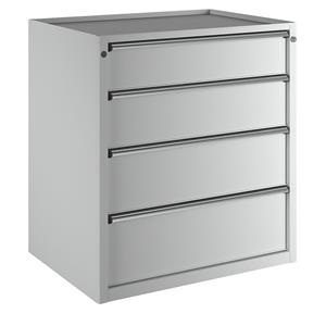 ANKE Ladekast, b x d = 910 x 675 mm, draagvermogen per lade 100 kg, 4 laden, hoogte 980 mm, front lichtgrijs