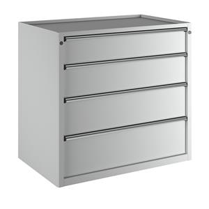 ANKE Ladekast, b x d = 1060 x 675 mm, draagvermogen per lade 100 kg, 4 laden, hoogte 980 mm, front lichtgrijs