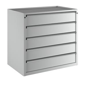 ANKE Ladekast, b x d = 1060 x 675 mm, draagvermogen per lade 100 kg, 5 laden, hoogte 980 mm, front lichtgrijs