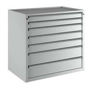 ANKE Ladekast, b x d = 1060 x 675 mm, draagvermogen per lade 100 kg, 7 laden, hoogte 980 mm, front lichtgrijs