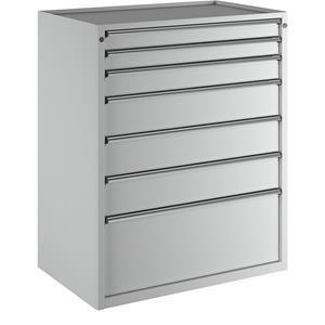 ANKE Ladekast, b x d = 1060 x 675 mm, draagvermogen per lade 100 kg, 7 laden, hoogte 1280 mm, front lichtgrijs