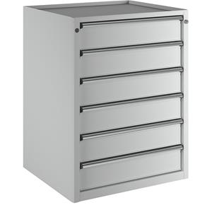 ANKE Ladekast, b x d = 760 x 675 mm, draagvermogen per lade 200 kg, 6 laden, hoogte 980 mm, front lichtgrijs
