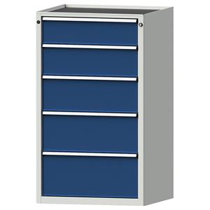 ANKE Ladekast, b x d = 760 x 675 mm, draagvermogen per lade 200 kg, 5 laden, hoogte 1280 mm, front gentiaanblauw